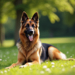 Chien berger allemand majestueux dans un parc ensoleille