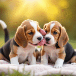 Une portée de chiots beagle jouant sur une couverture en plein air