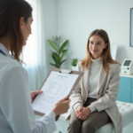 Jeune femme en consultation avec médecin allergie