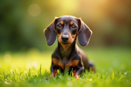 Teckel nain à poil lisse en plein air en journée