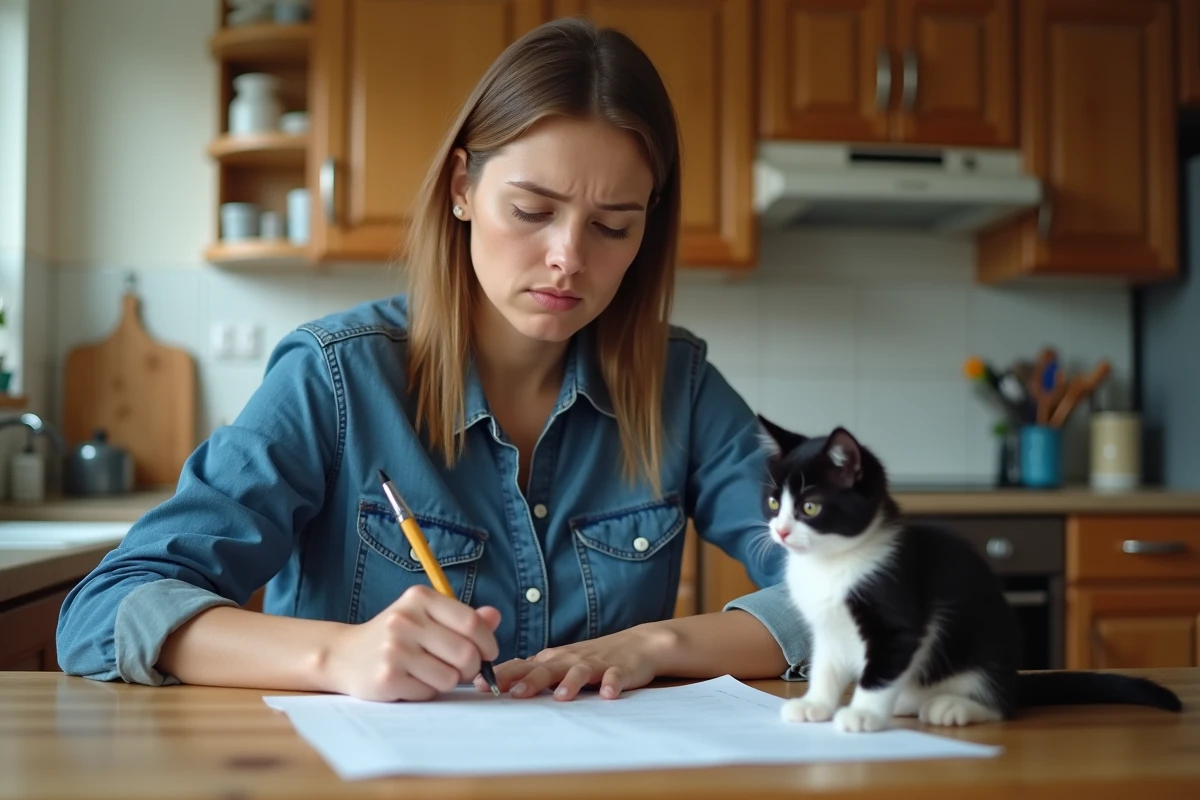 Femme consultant l'historique sanitaire d'un chaton avant adoption pour éviter les erreurs