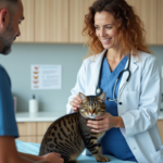 Vétérinaire examinant un chat lors d'une consultation