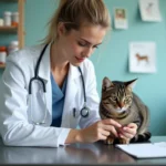Vétérinaire examine un chat dans une clinique moderne